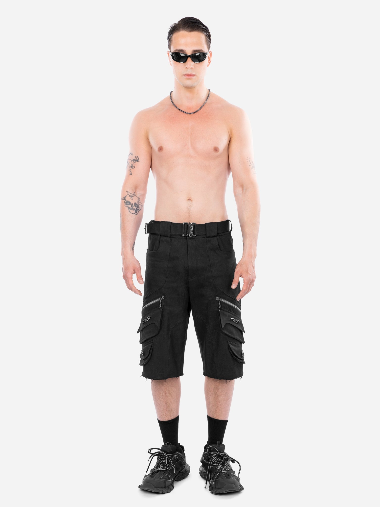 Denim Cargo Shorts Black