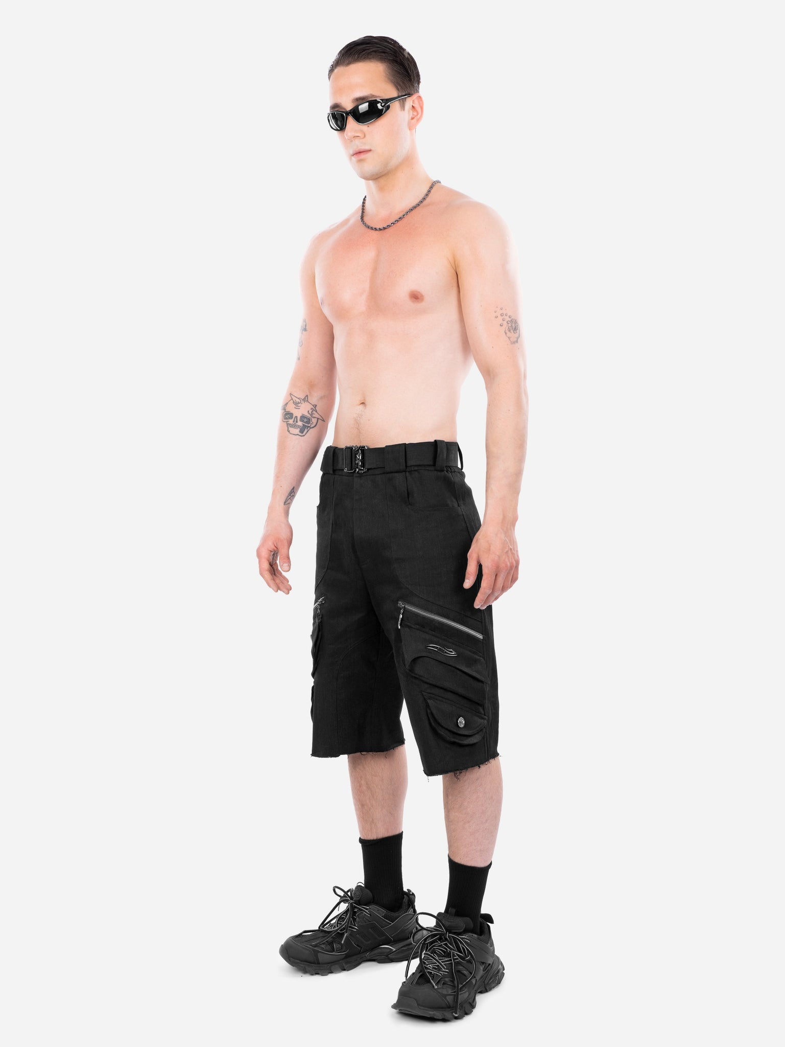 Denim Cargo Shorts Black