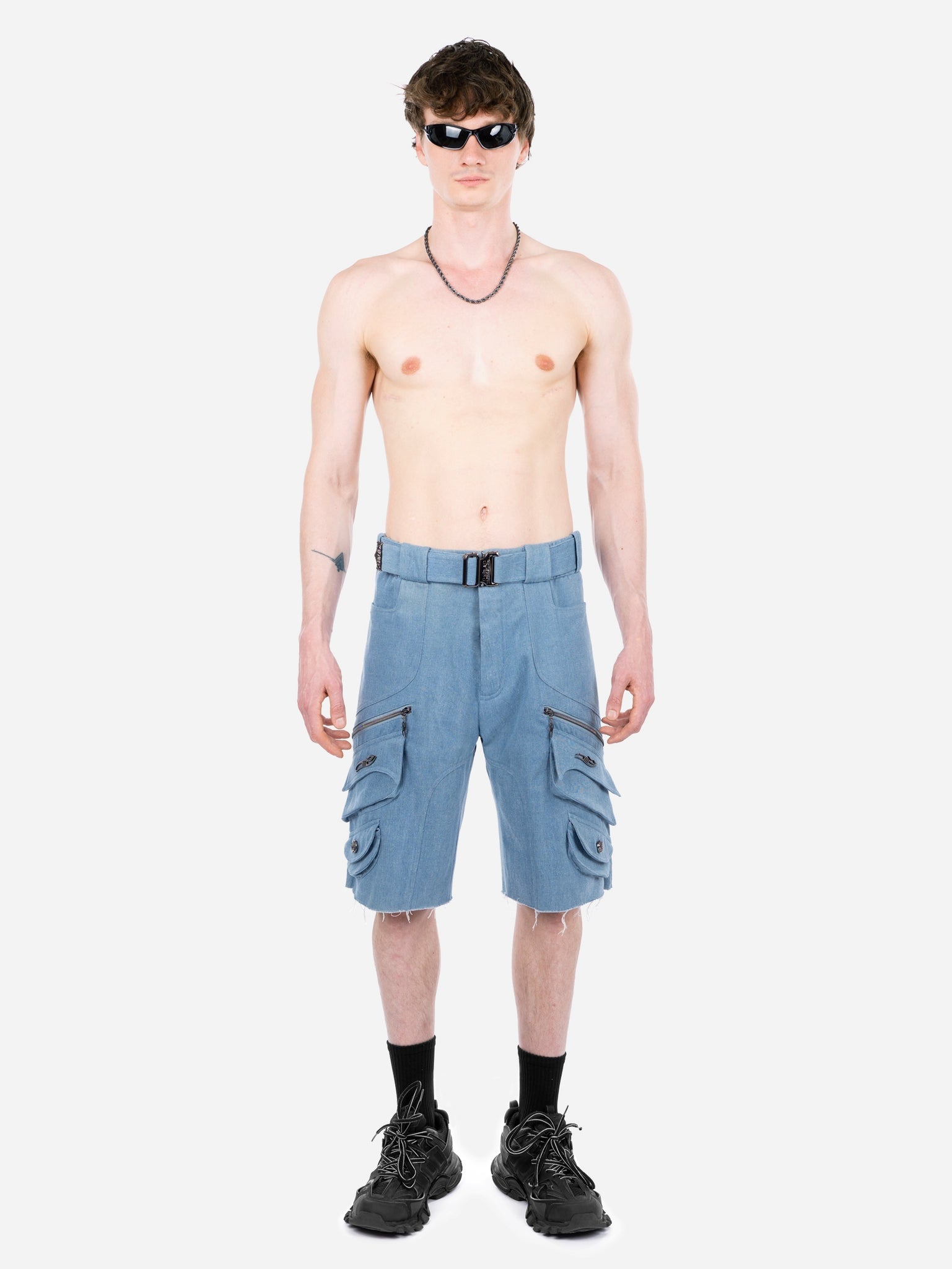 Denim Cargo Shorts Blue
