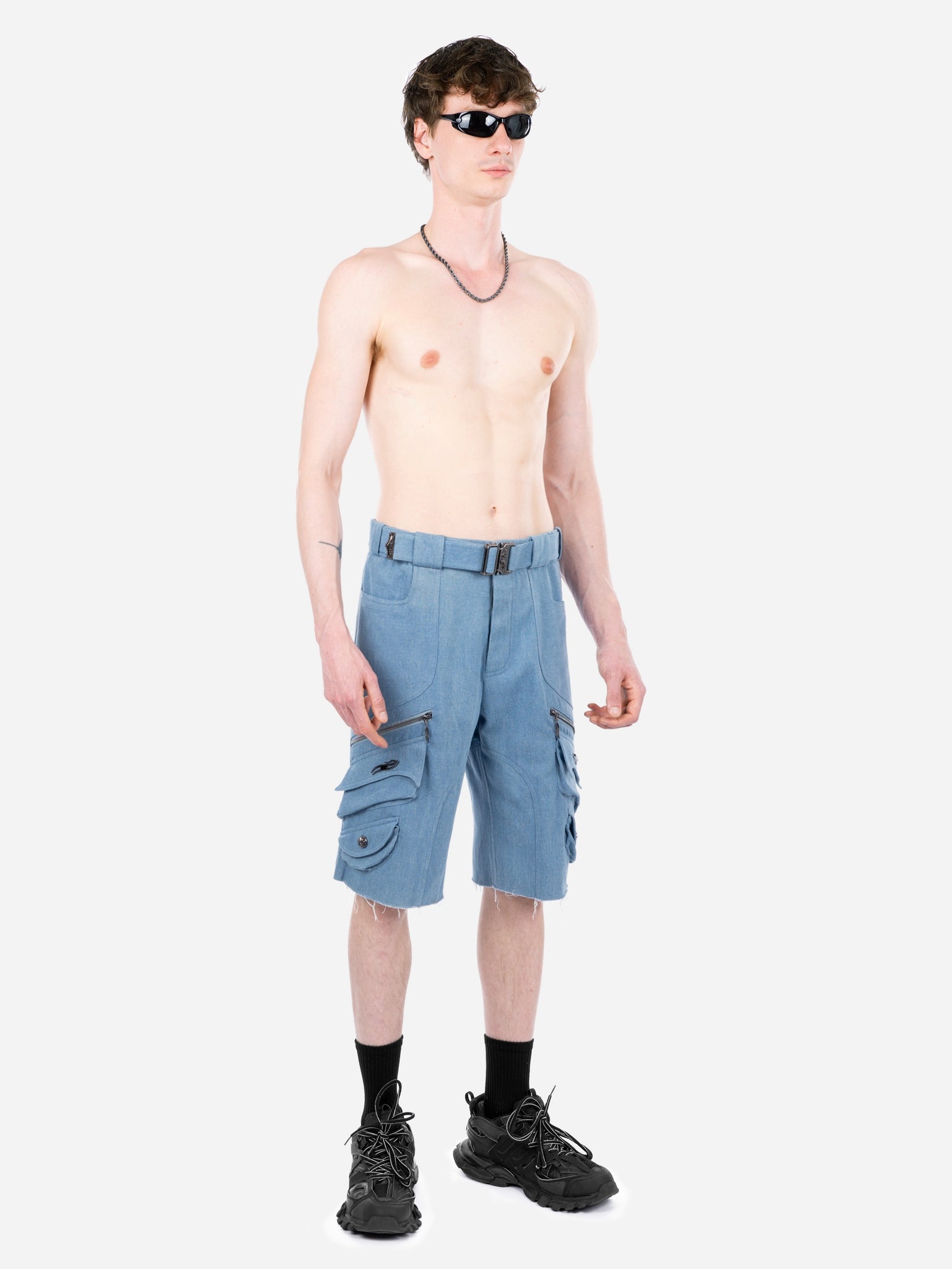 Denim Cargo Shorts Blue