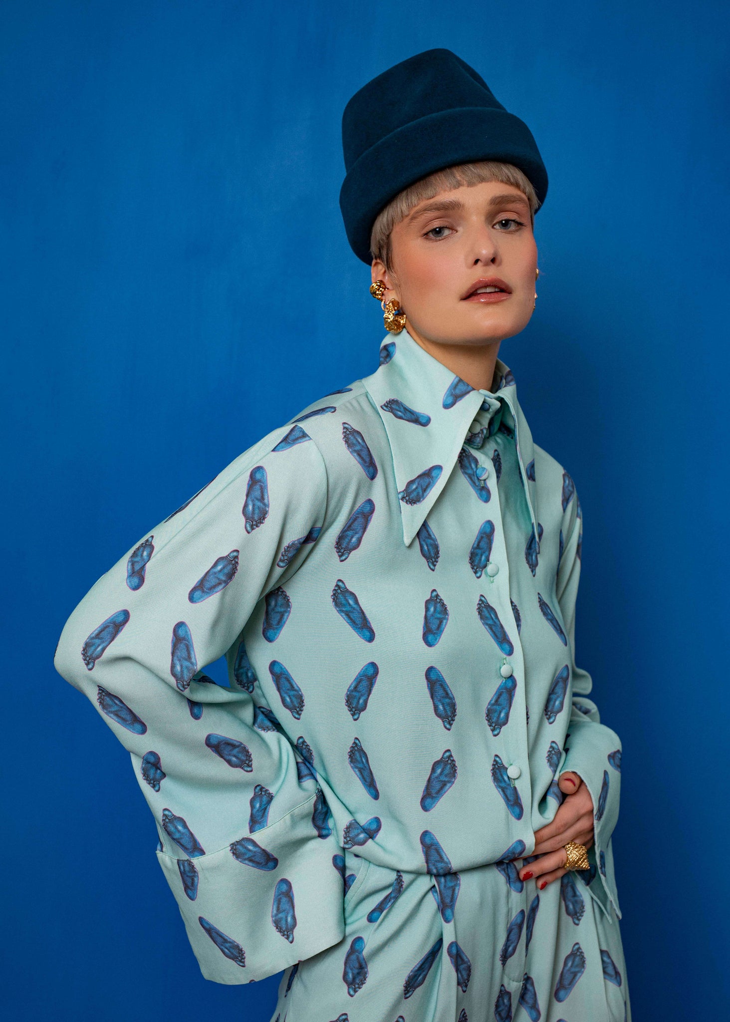 Blue Feet Statement Shirt