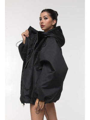 Bomber hoodie oversize jacket black