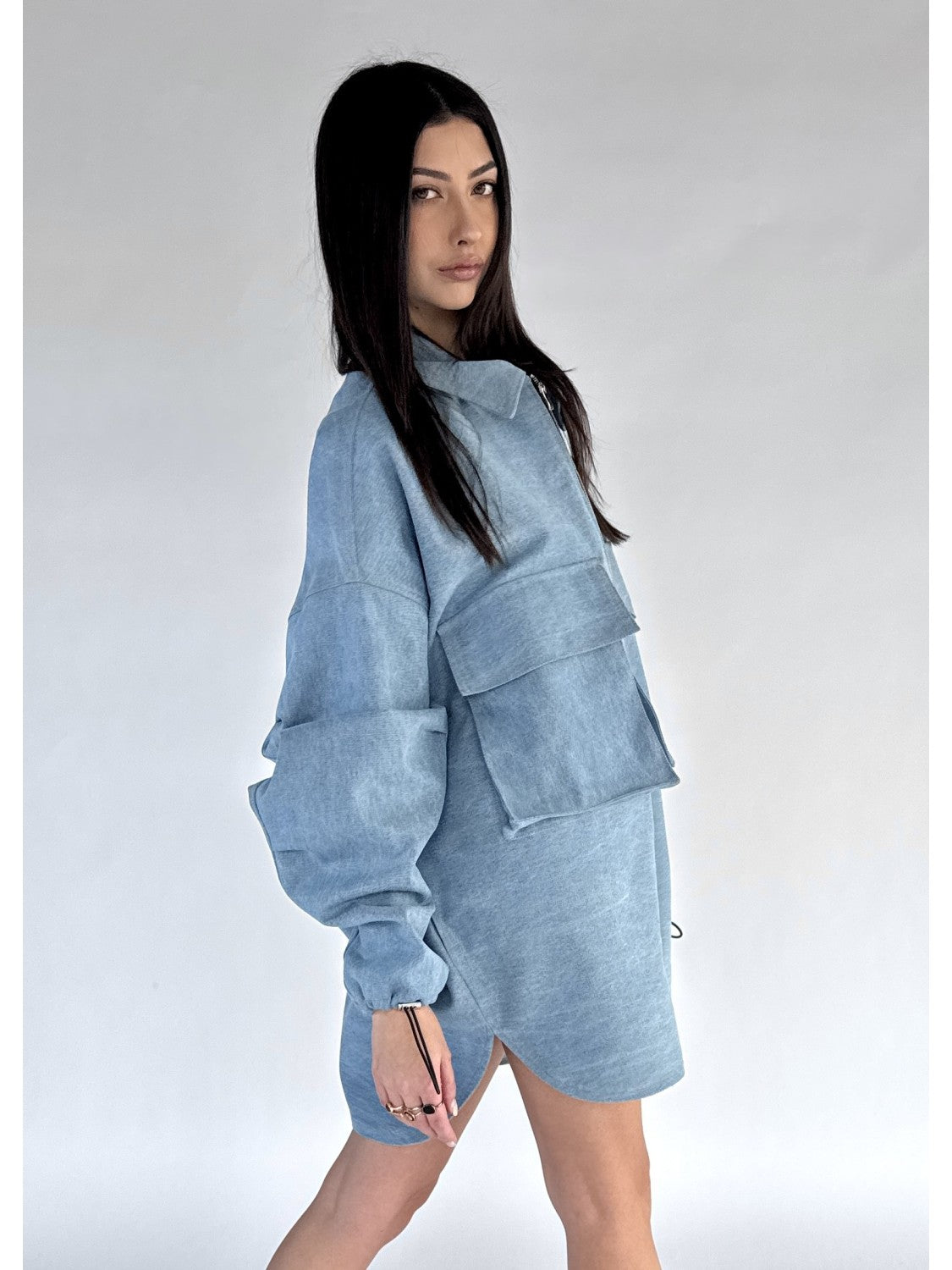 Light blue oversized sweatshirt jacket