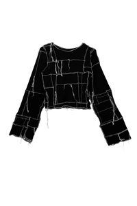 BLACK PATCHWORK TOP upcycled