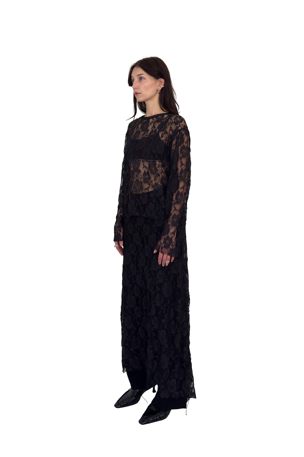 ROSE MESH SKIRT BLACK